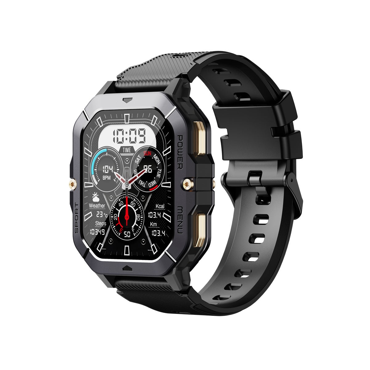 Oukitel BT101 - Orologio Connesso Militare, Schermo HD 2.03", Pressione, Ossigeno, Cardio, Impermeabile, Fitness, iOS/Android