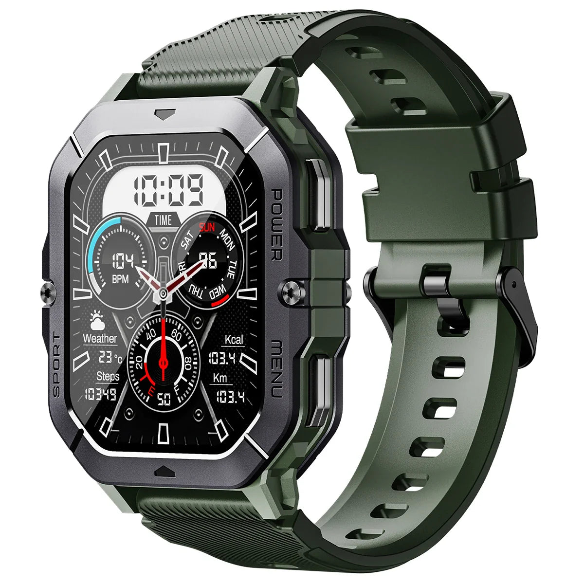 Oukitel BT101 - Orologio Connesso Militare, Schermo HD 2.03", Pressione, Ossigeno, Cardio, Impermeabile, Fitness, iOS/Android